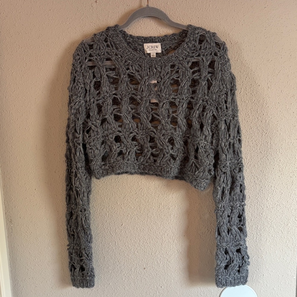 J. Crew Women's Open-Knit Gray Sweater